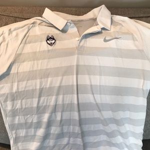 Nike White and Gray Striped Polo Shirt